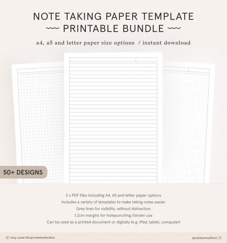 Student Note Taking Template Printable Pack A4 A5 And Etsy de