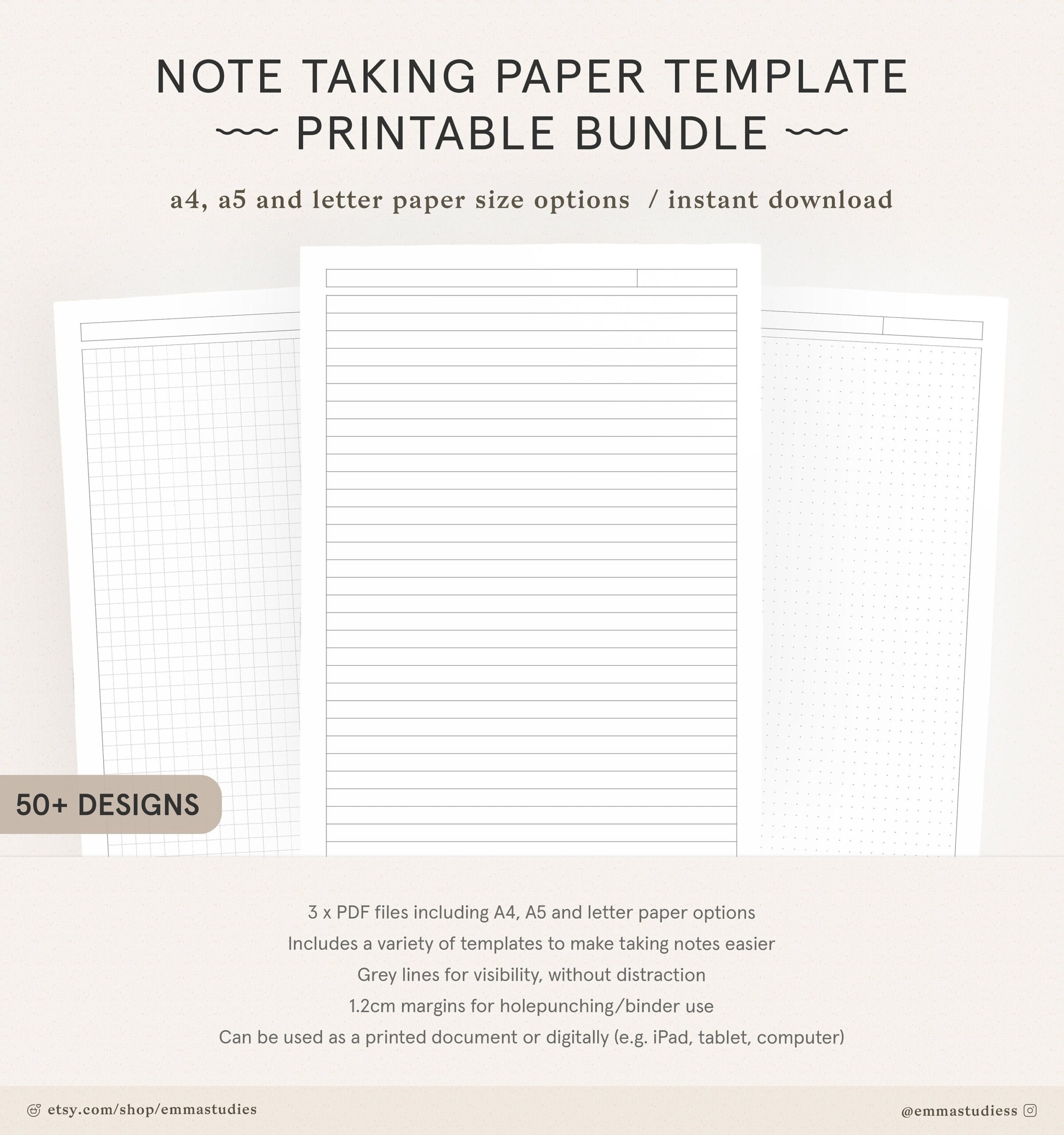 Student Note Taking Template Printable Pack A4 A5 And Etsy de