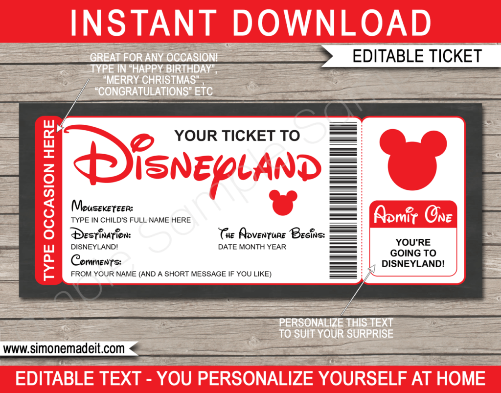 Free Printable Disney Ticket Template
