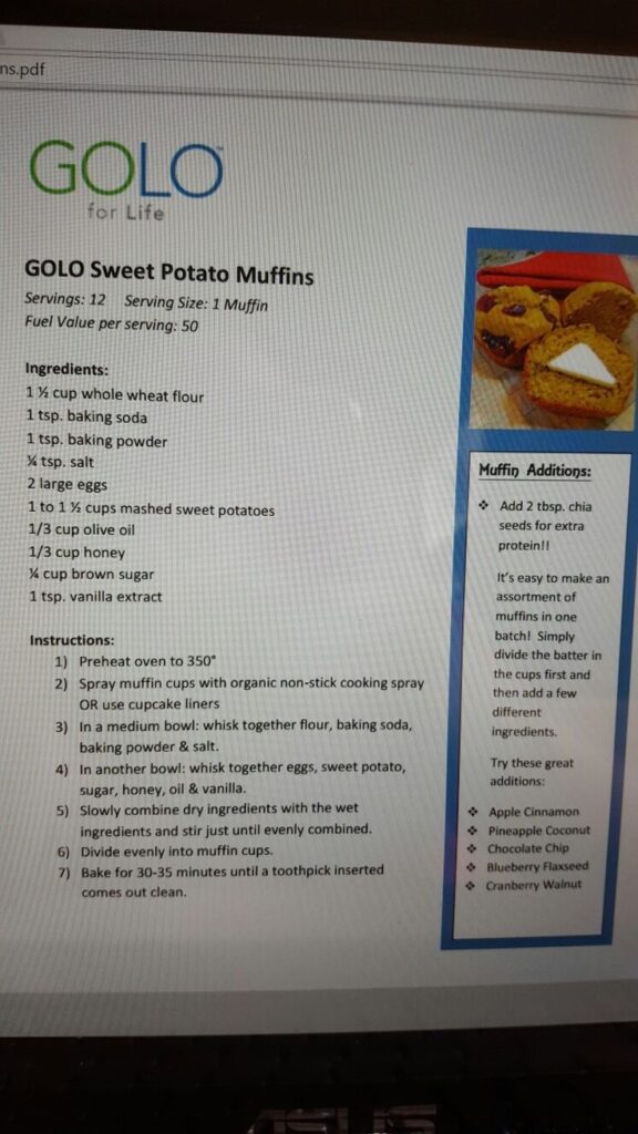 Sweet Potato Muffins Golo Recipes Insulin Resistance Recipes Plant Based Diet Recipes