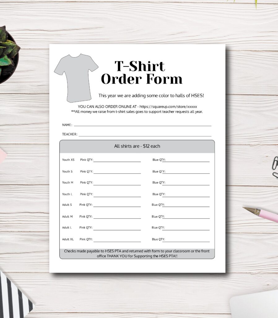 T shirt Order Form Template Free Printable Fillable Form 2024