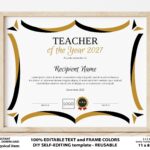 Teacher Of The Year EDITABLE Certificate Template Printable Etsy UK