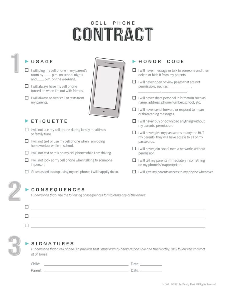 Teen Cell Phone Contract IMOM