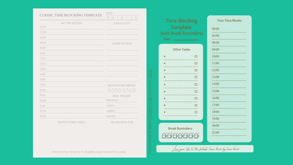 Time Blocking Template Printable