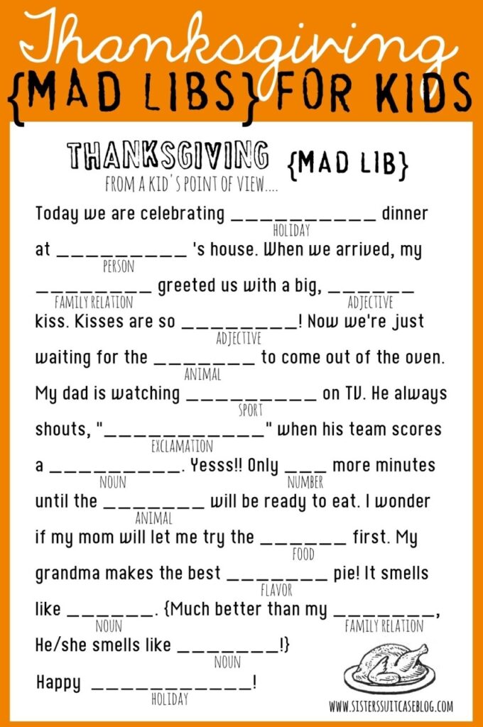 Thanksgiving Mad Libs Printable My Sister s Suitcase Packed With Creativity