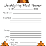 Thanksgiving Meal Planner Free Printable Download