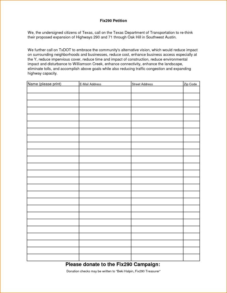 Printable Neighborhood Petition Template