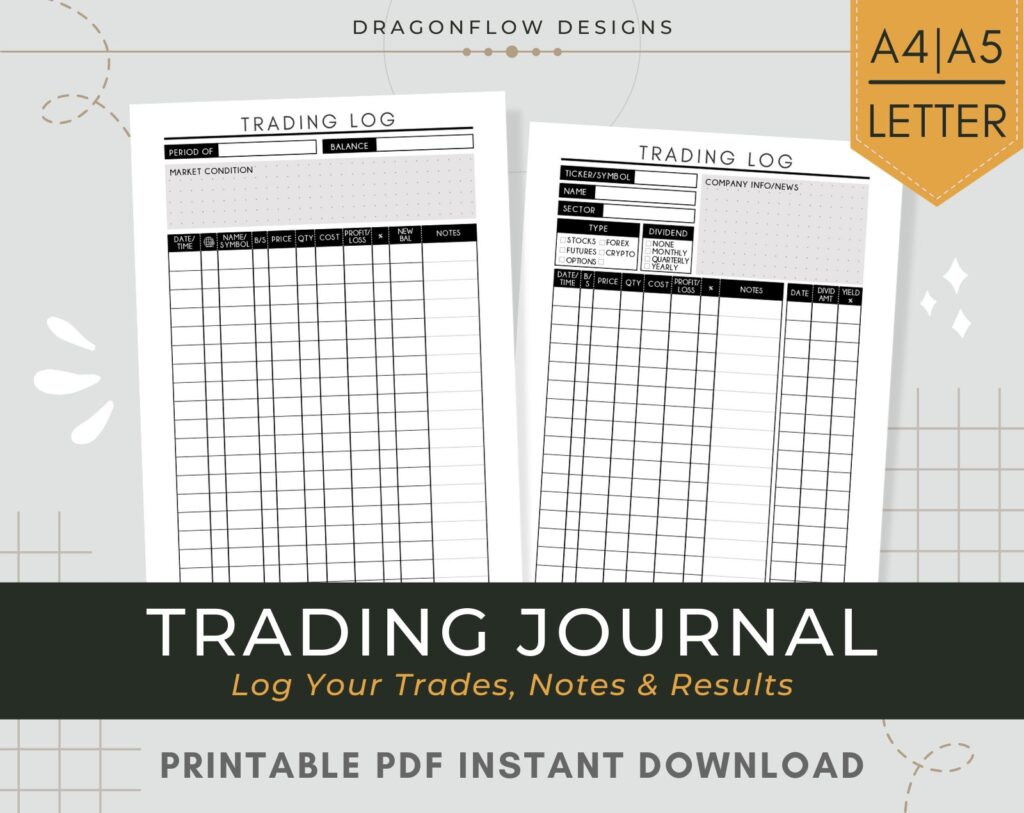 Trading Journal Druckvorlage H ndler Logbuch PDF Download Etsy de