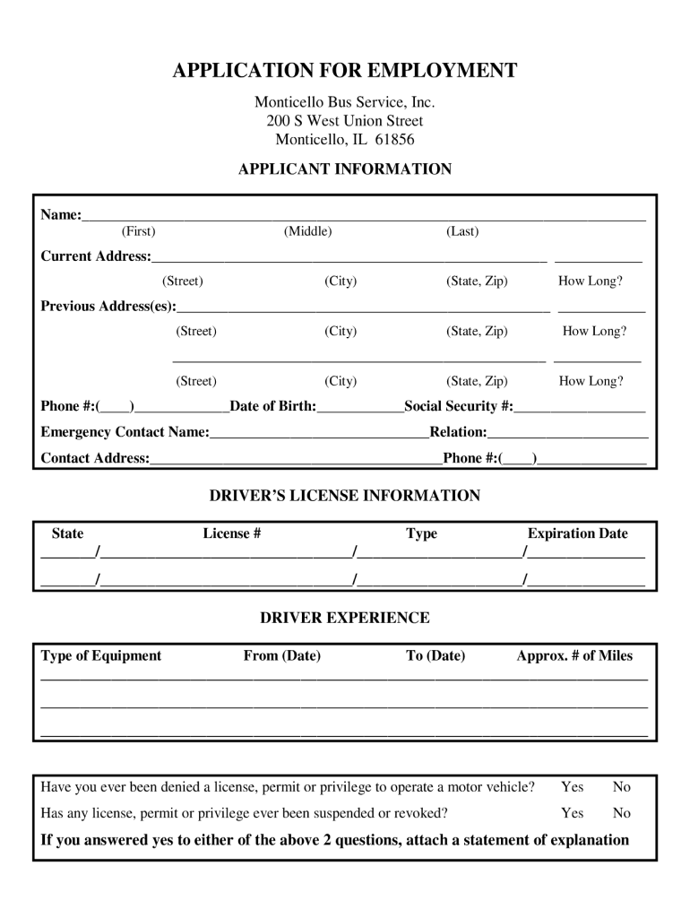 Printable Free Truck Driver Application Template Fillable Form 2023 8793