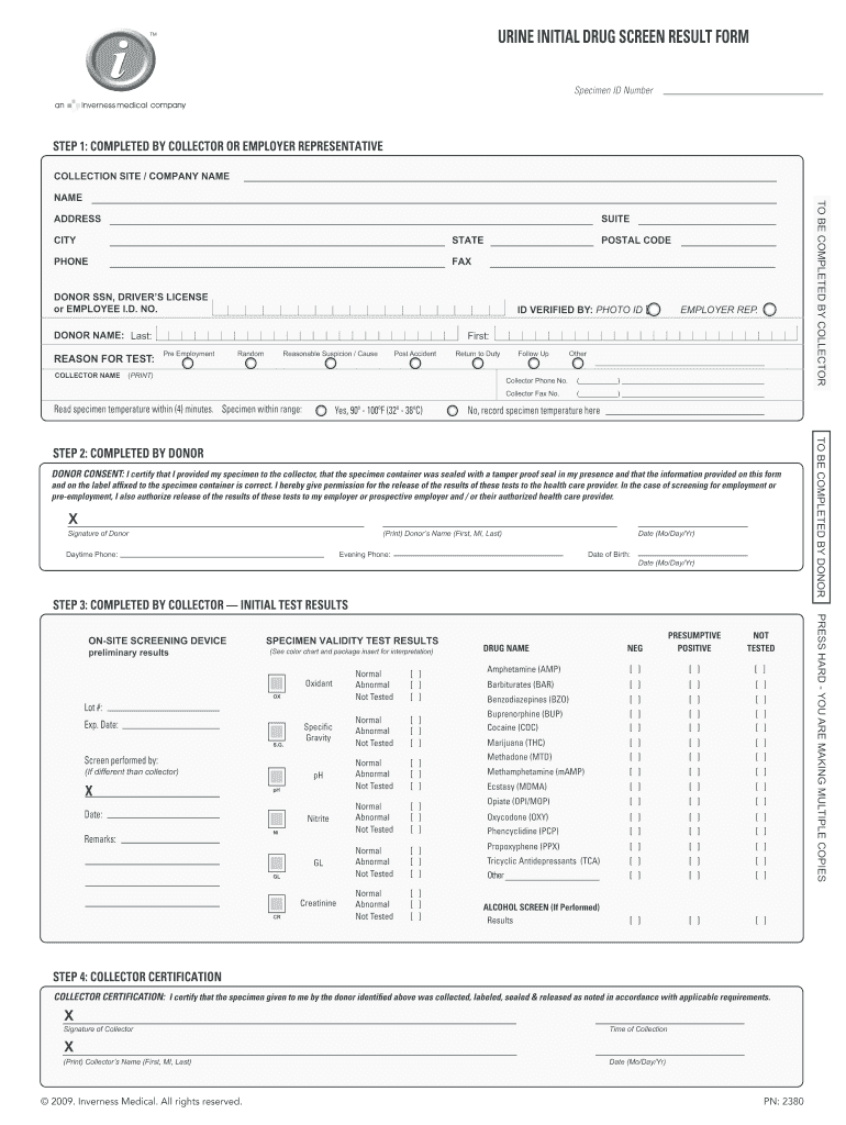 Printable Drug Test Form Template