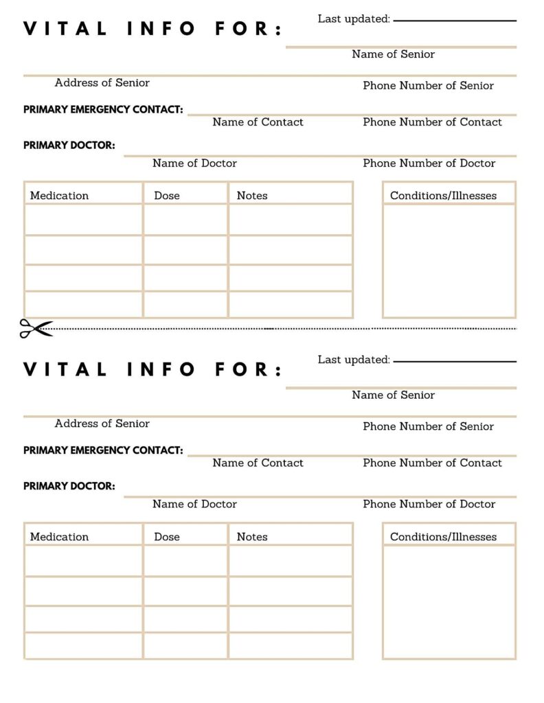 Vital Info Wallet Card Template Clio Home