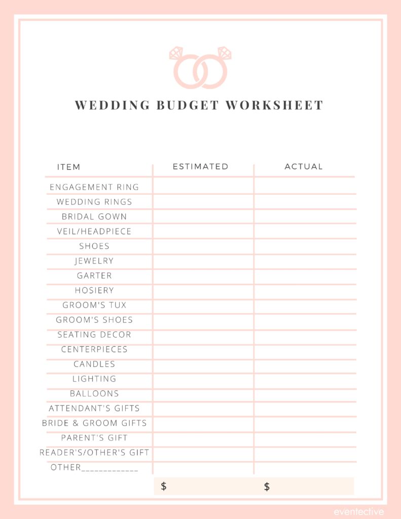Wedding Budget Template Printable