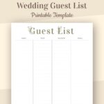Wedding Guest List Printable Wedding Template Guest List Etsy de