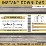 Weekend Away Voucher Template Gift Certificate Ticket Card Etsy de