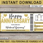 Weekend Getaway Voucher Template Gift Certificate Ticket Card Etsy de