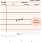 Weekly Bi Weekly Paycheck Budget Template Printable Digital Etsy de