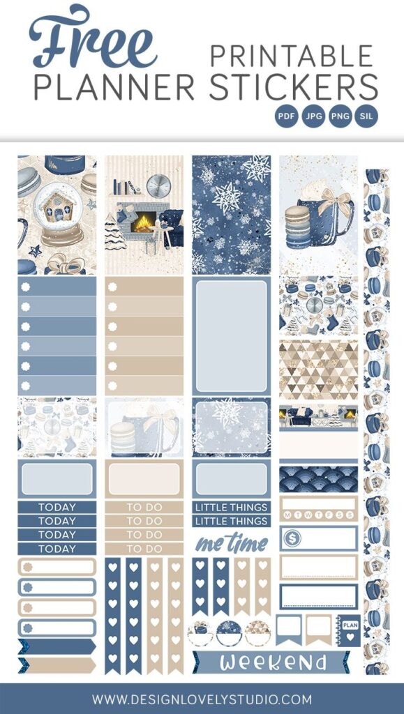 Winter Free Printable Planner Stickers Kit printableplannerstickers Planner Happy Planner Printables Planner Printables Free Free Printable Planner Stickers