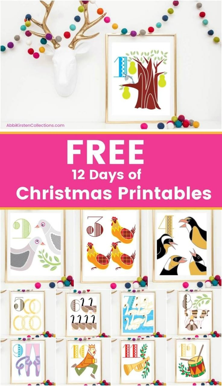 12 Days Of Christmas Printables Free Christmas Printable Wall Art