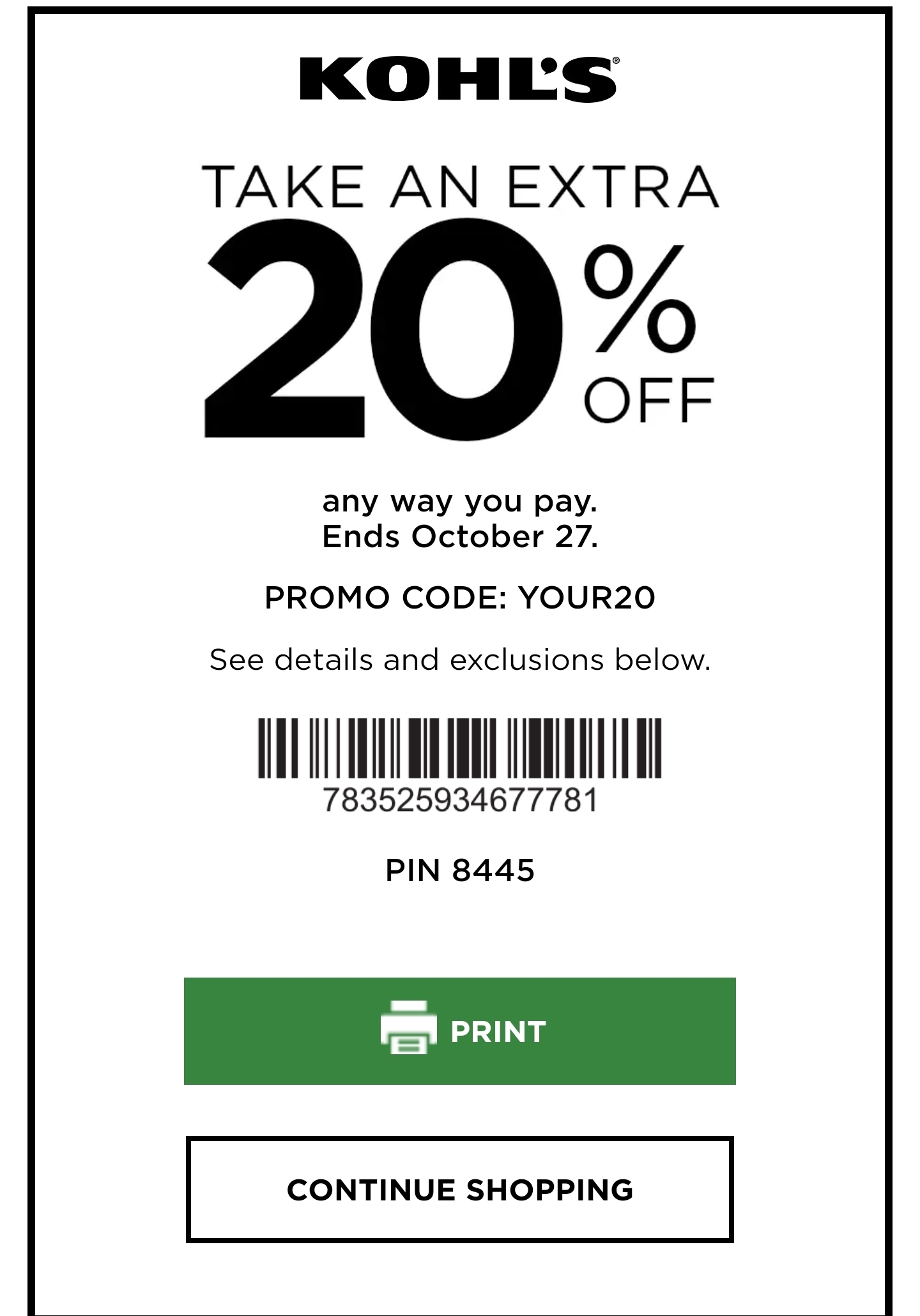 Kohls In Store Printable Coupons