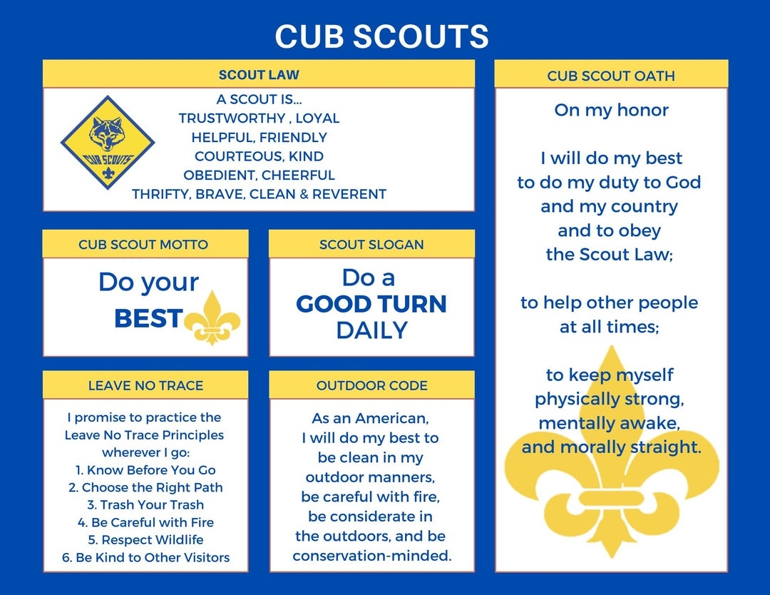 Boy Cub Scout Law Oath Label Poster For Blue Gold Event Or Meetings Digital File 11x8 5 Etsy Israel