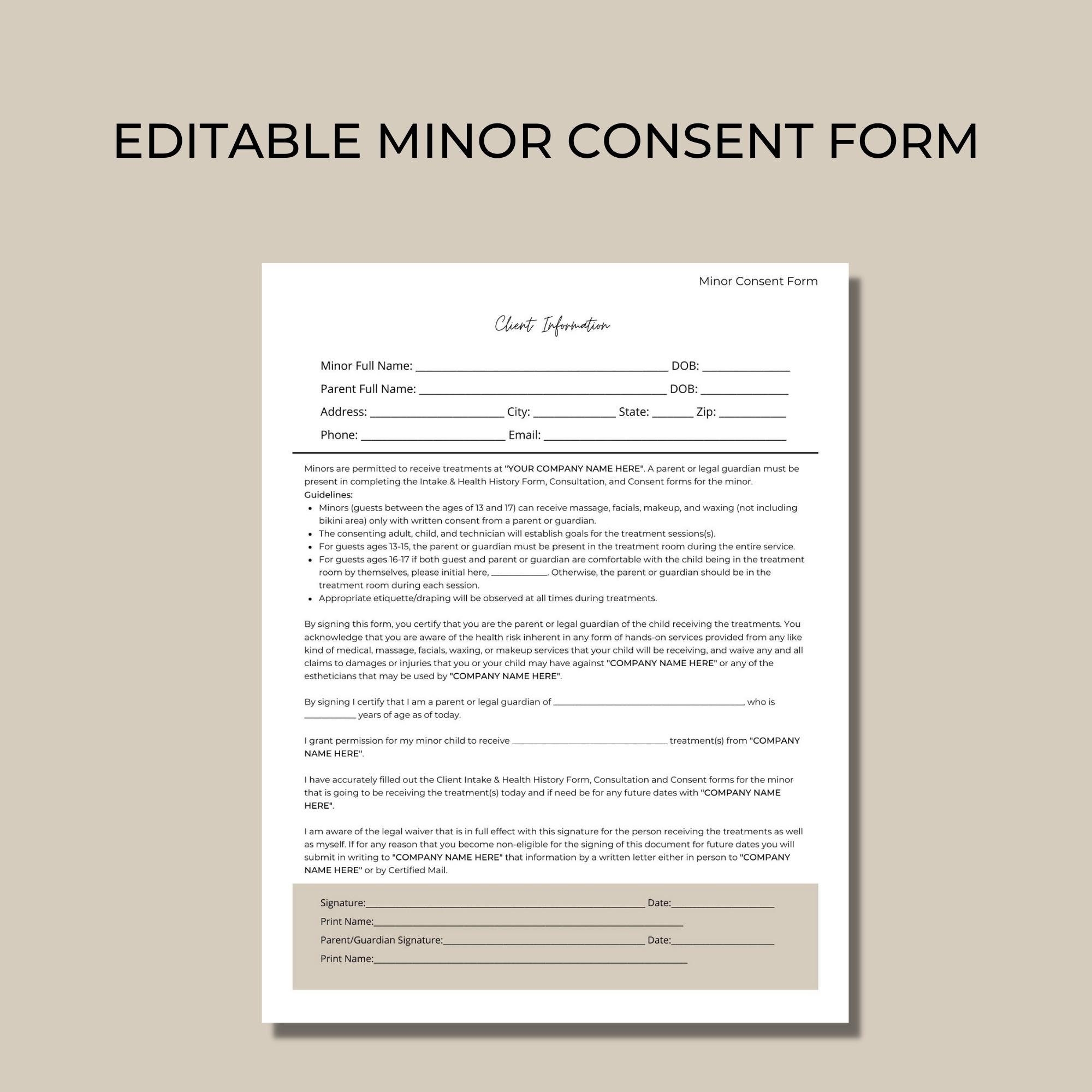 Printable Facial Consent Form Template