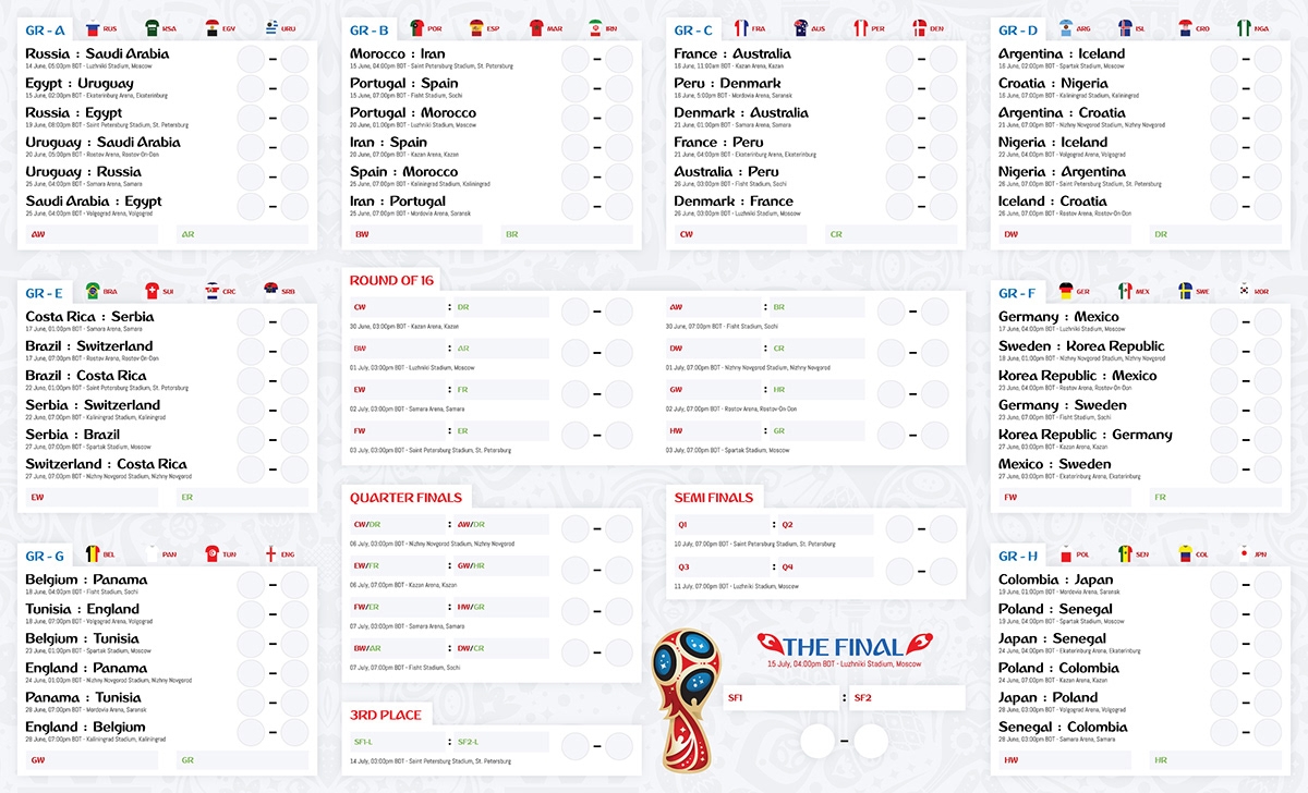 Freebie FIFA World Cup Russia 2018 Wall Chart Behance Worksheets Library
