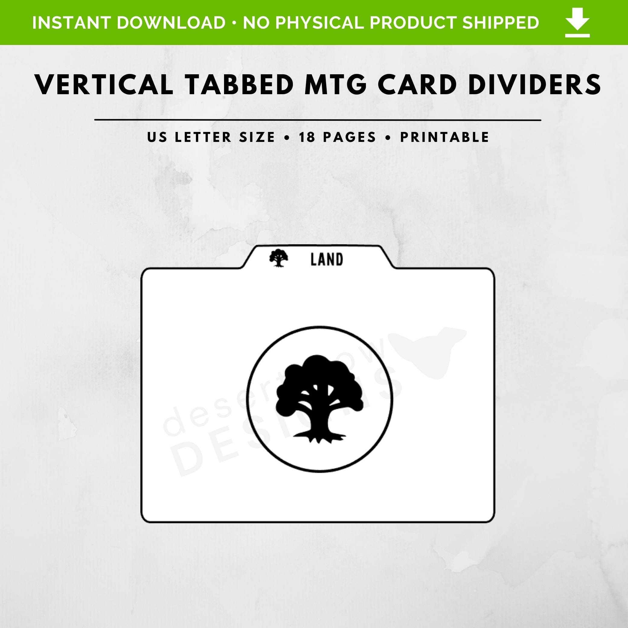 MTG Card Divider Printable Horizontaler Kartenteiler US Letter Format 18 Seiten Etsy de
