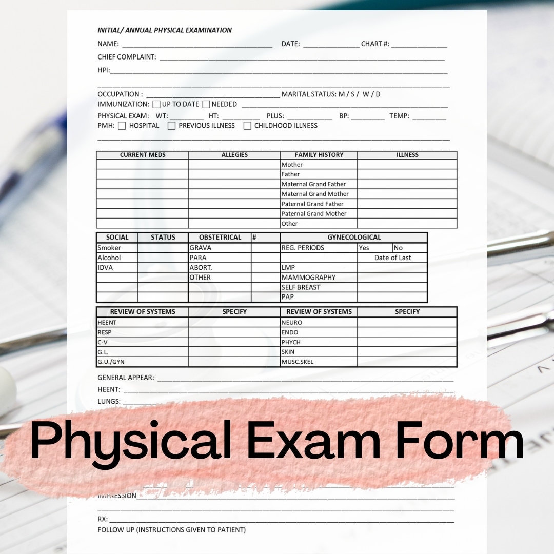Printable Annual Physical Exam Form