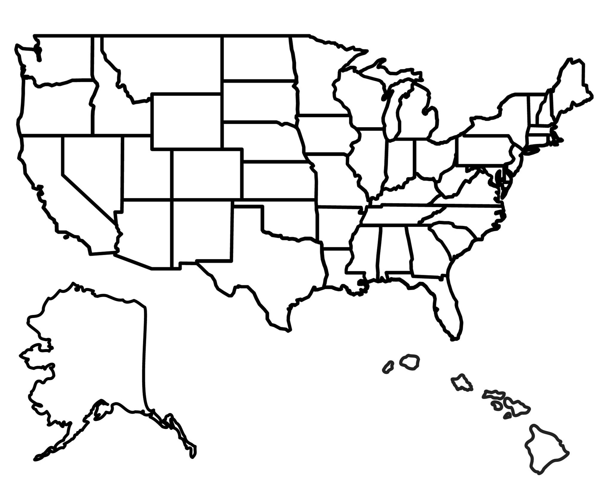 Printable Blank Map Of The United States
