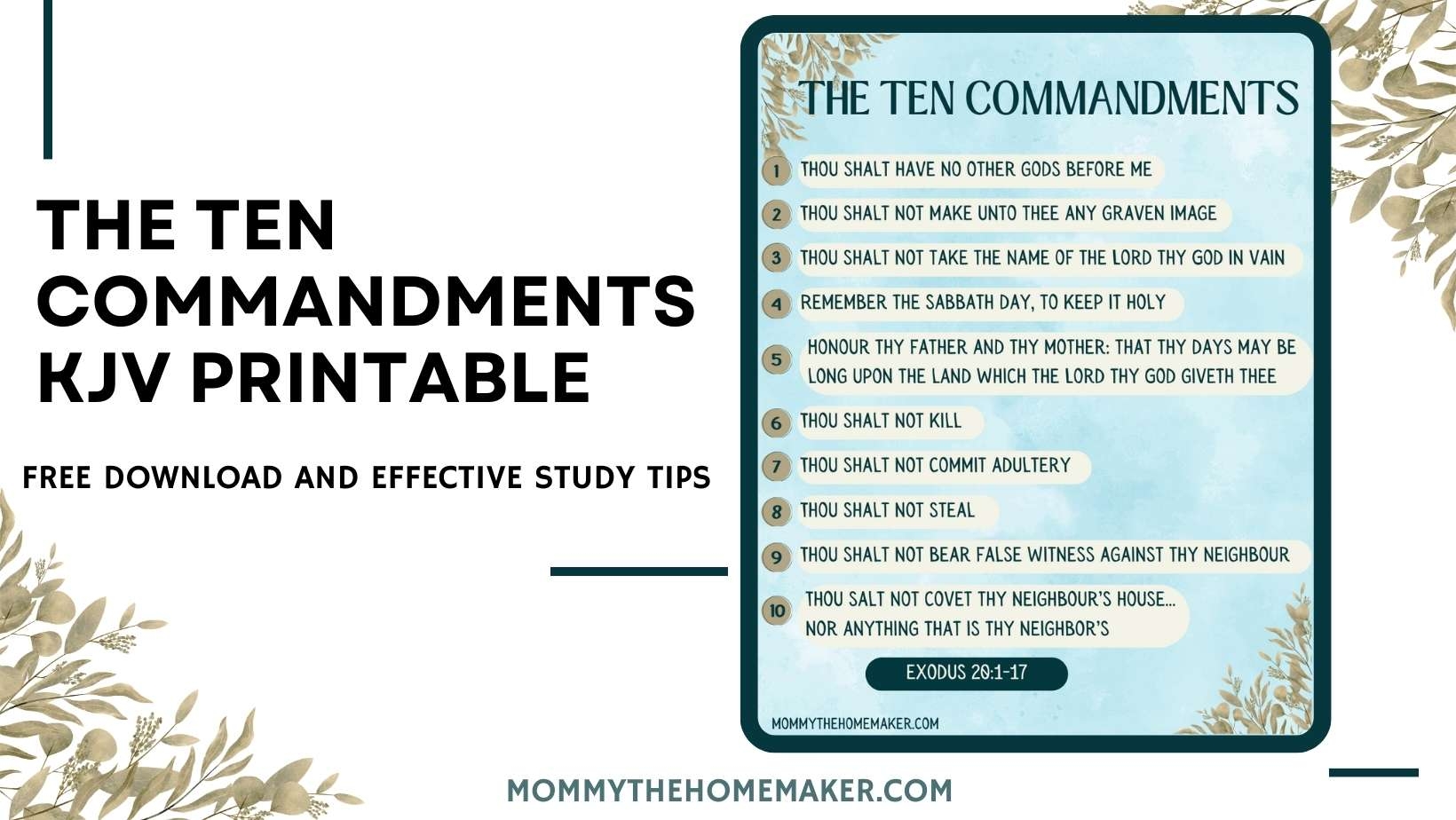 Printable Ten Commandments King James Version