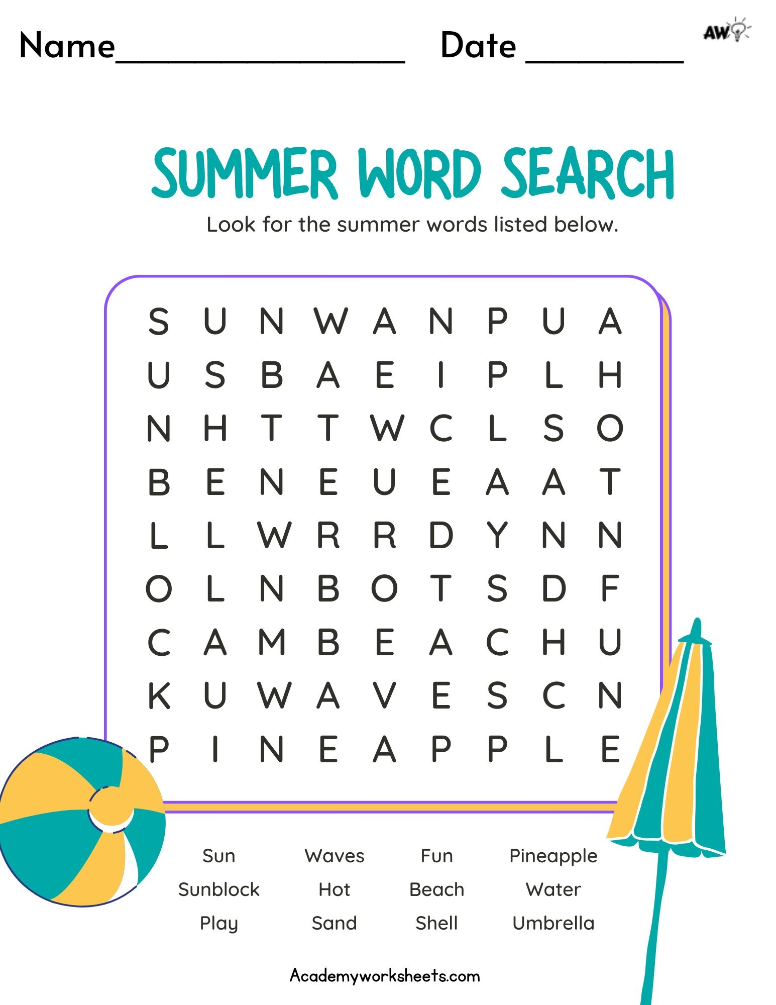 Printable Word Searches For Kids