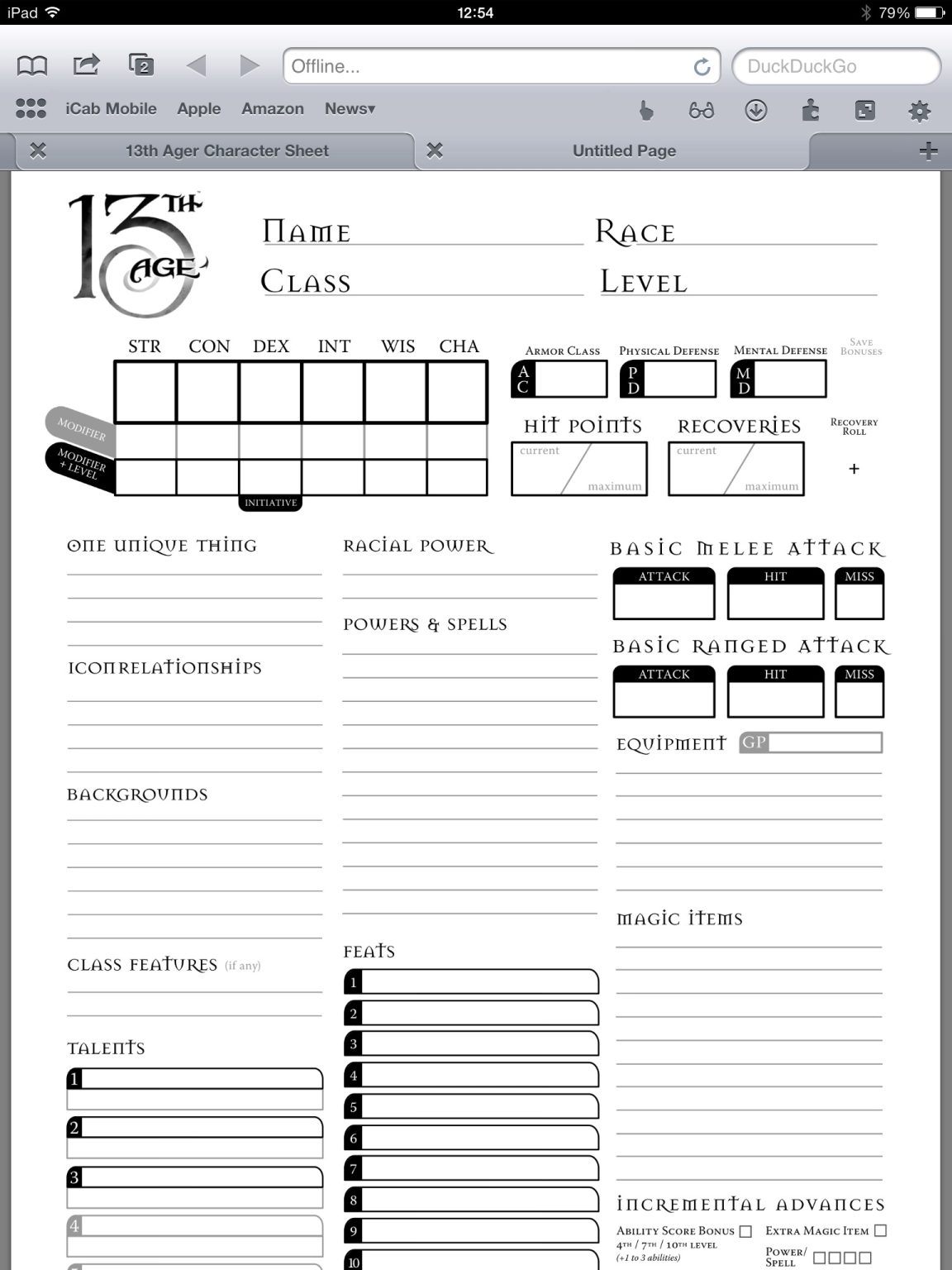 13th Age Character Sheet Fillable Fillable Form 2024