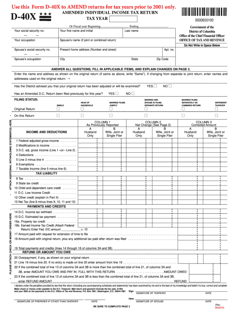 2022 Dc 40 Individual Tax Forms Fillable - Fillable Form 2024