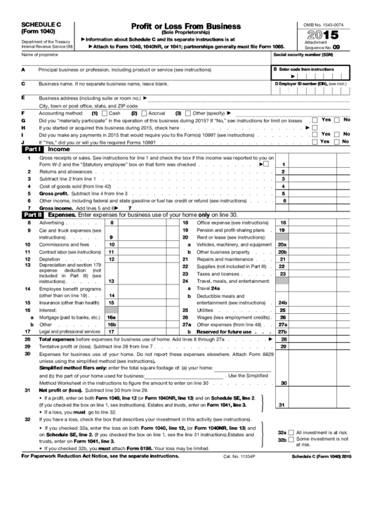 2022 Form 1040 Schedule C Fillable PDF Fillable Form 2023