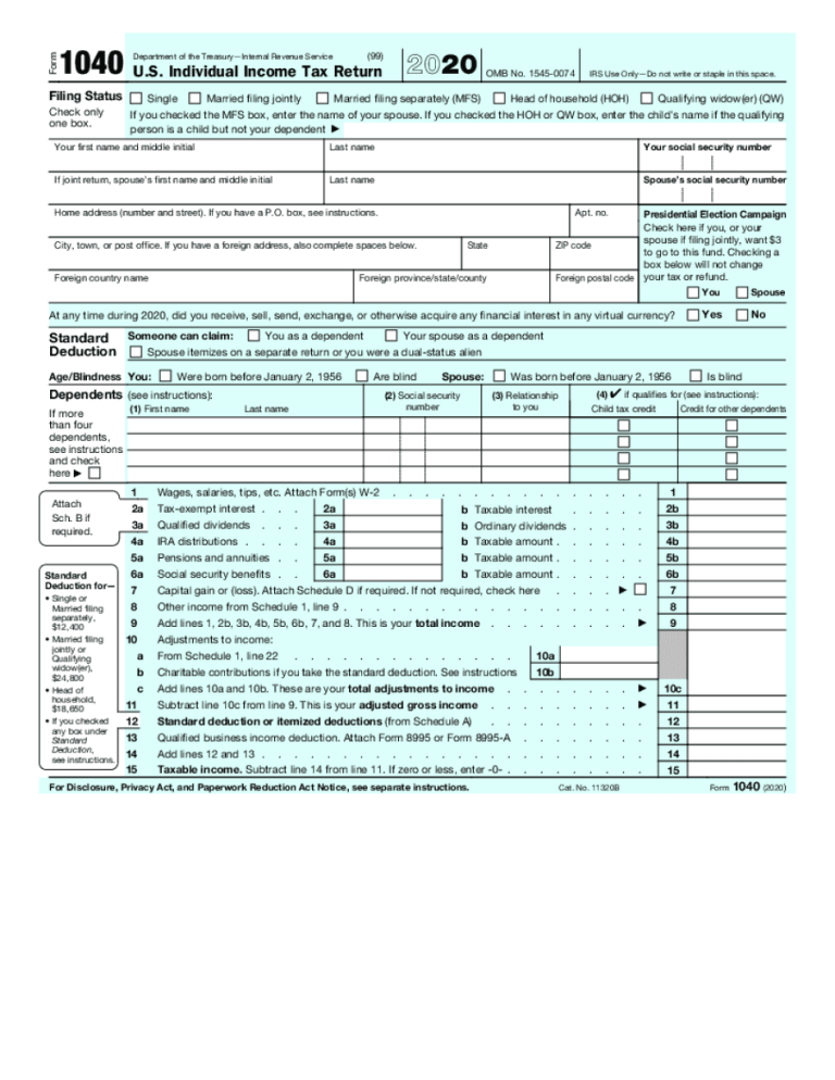 2022 Form 1040a Fillableprintable - Fillable Form 2025