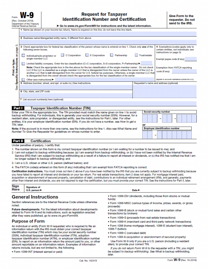 2022 W-9 Fillable Form