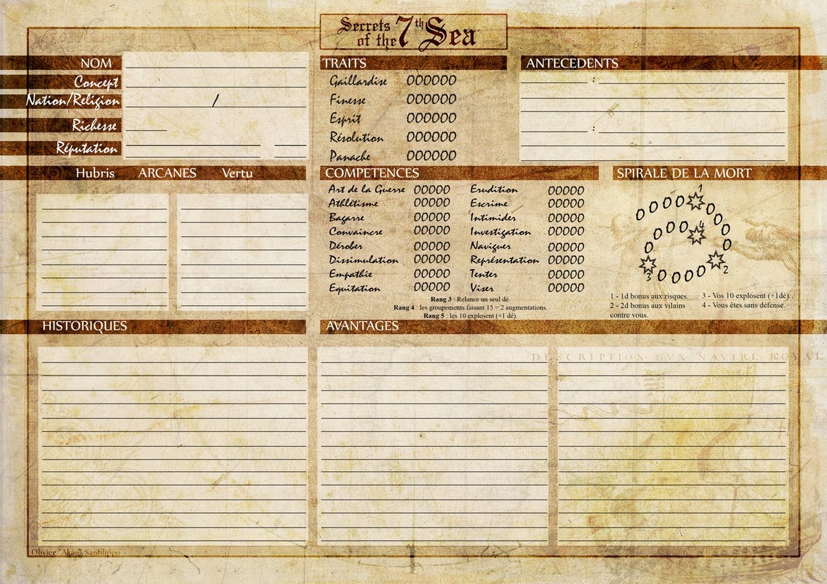 7th Sea 2nd Edition Character Sheet Fillable