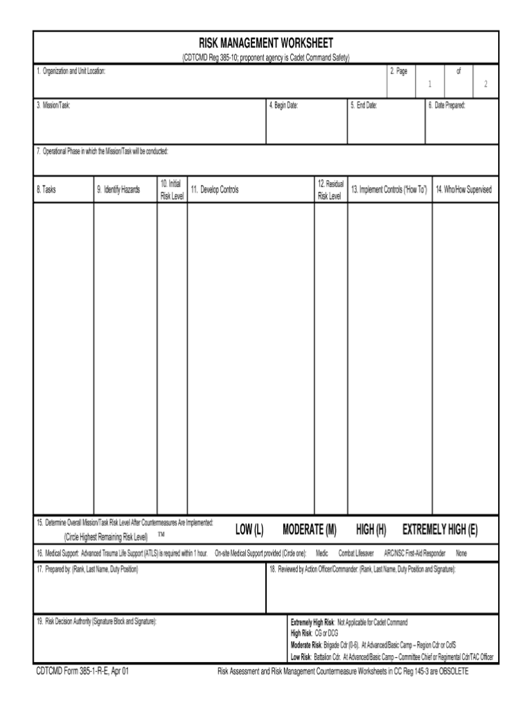 Army Risk Assessment Worksheet Fillable - Fillable Form 2024