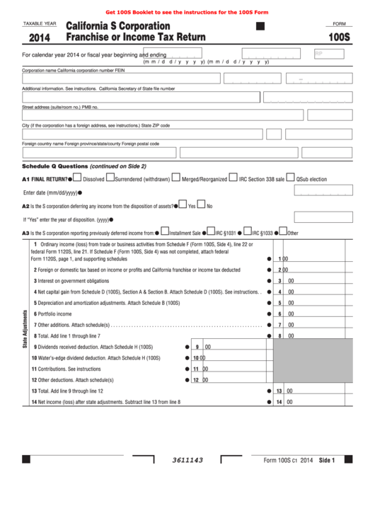 Ca S1 100 Fillable Form