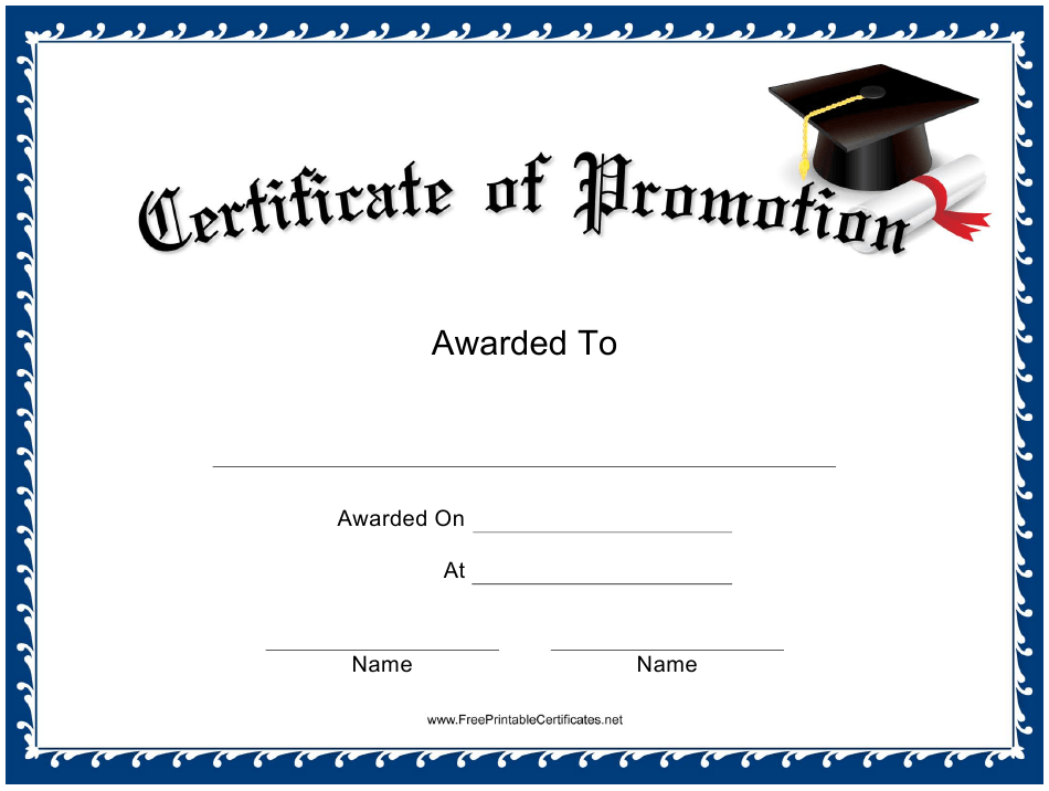 Certificate For Promotion Template That Is Fillable