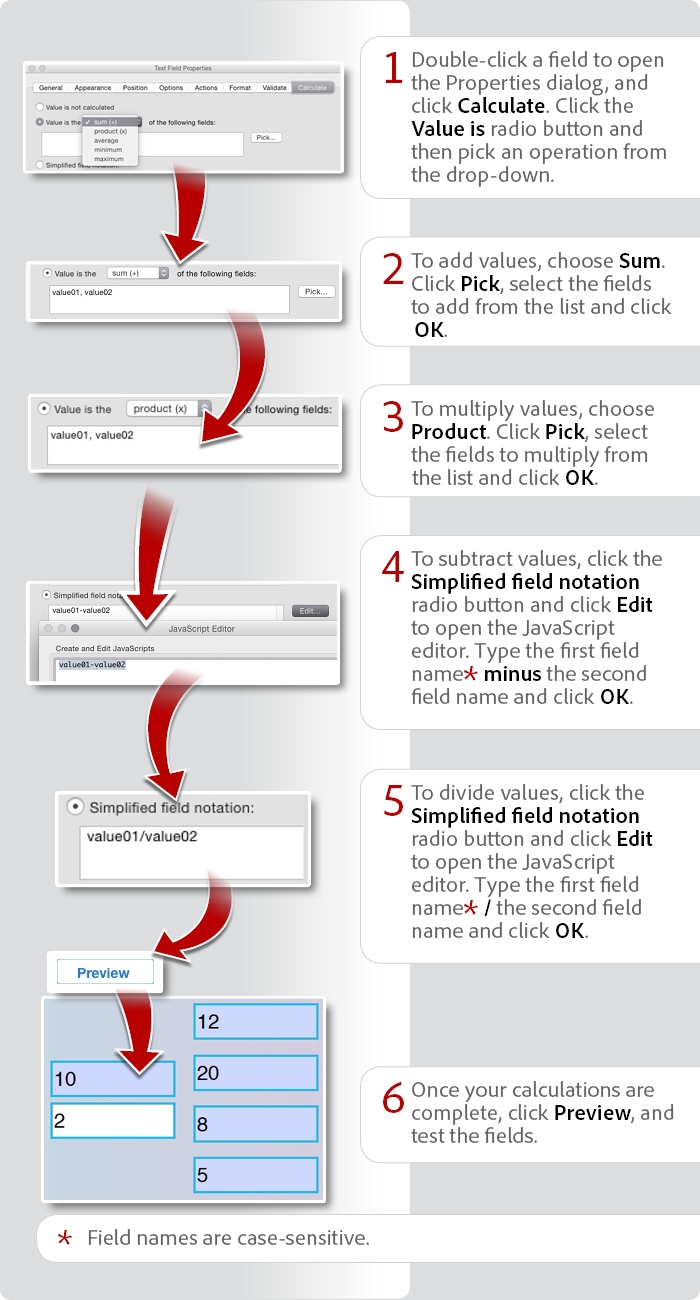 Create Fillable PDF Form Calculations