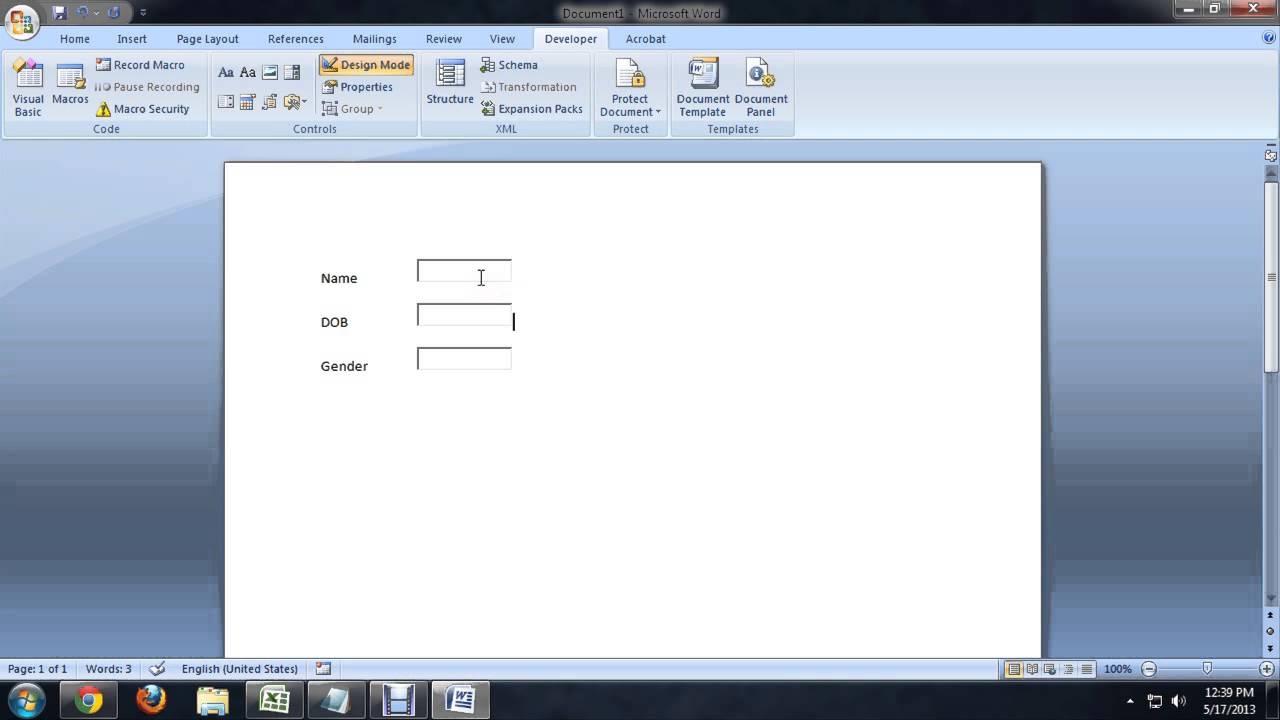 Create Word Document With Fillable Fields