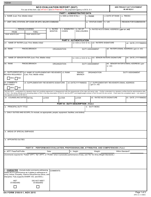 Da Form 2166-9 Fillable - Fillable Form 2024