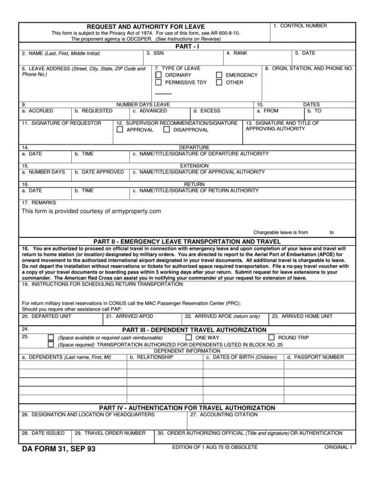 Da Form 31 Pdf Fillable - Fillable Form 2023