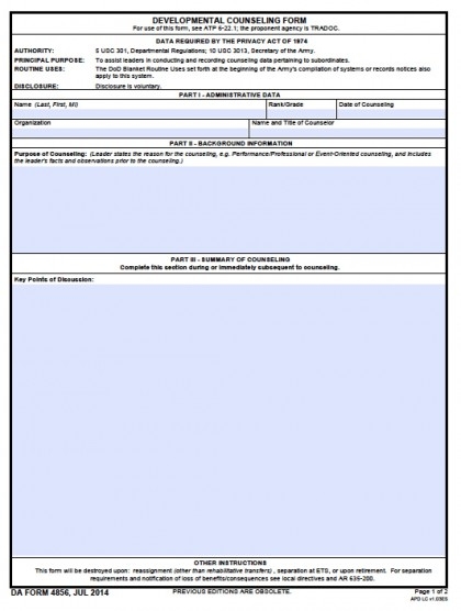 Da Form 4856 Fillable Word