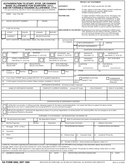 Da Form 5960 Fillable 2022