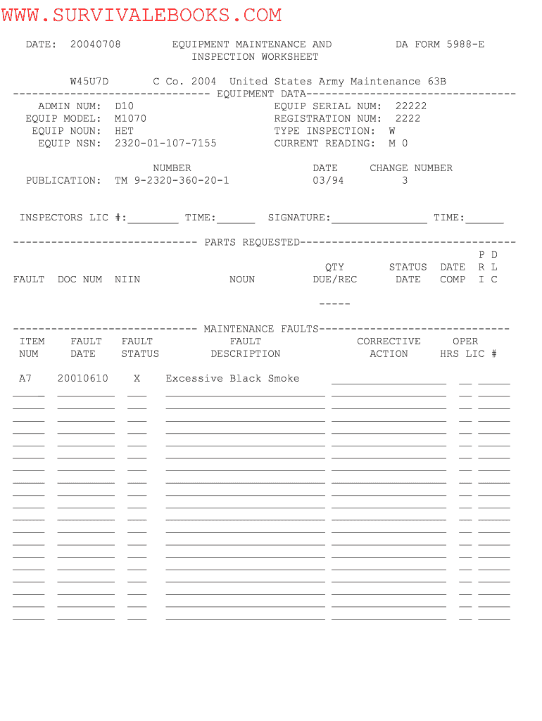 Da Form 5988 E Fillable Fillable Form 2023