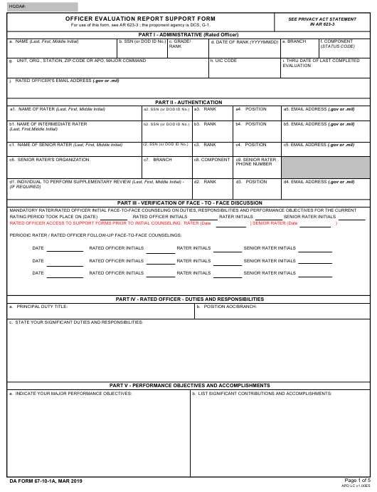 Da Form 67 10 1a Fillable