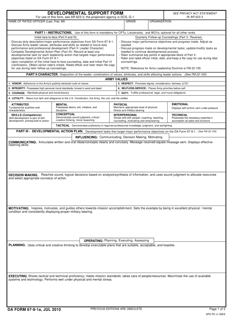 Da Form 67 9 1 Fillable