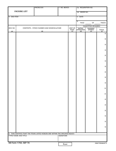 Dd Form 1750 PDF Fillable